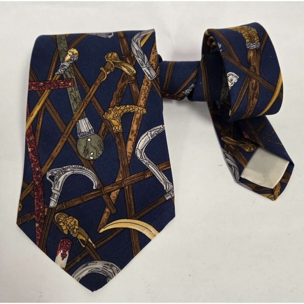 Brooks Brothers Makers 100% Silk Neck Tie Walking Stick Pattern Office Suiting
